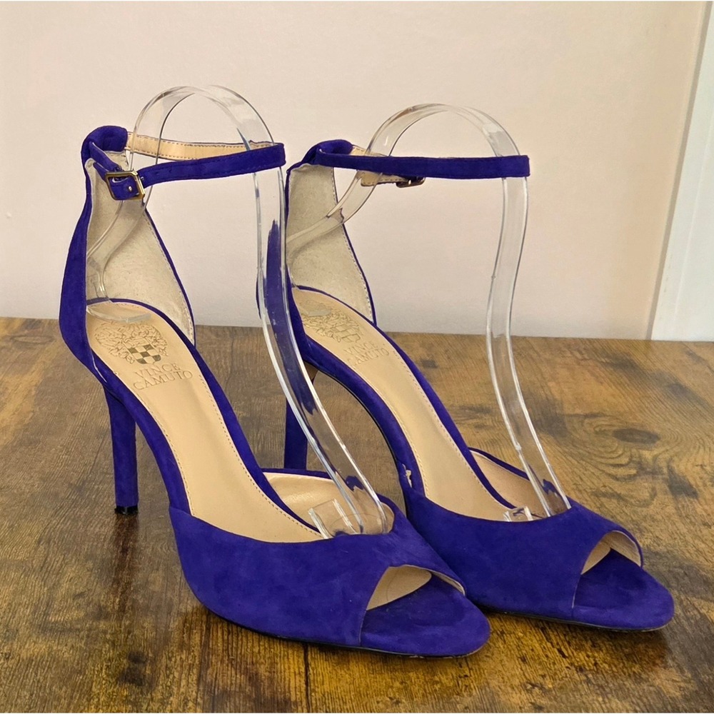 Vince Camuto Calinas Purple Suede D'Orsay Peep Toe Heels 8.5M